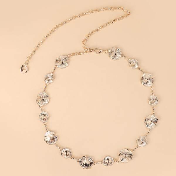 

Leaf Decor Chain Belt, Gold