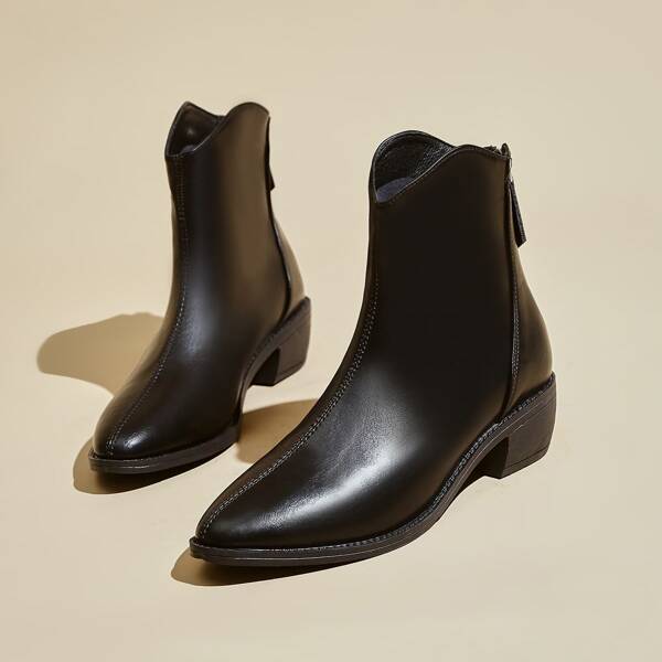 

Minimalist Back Zipper Classic Boots, Black