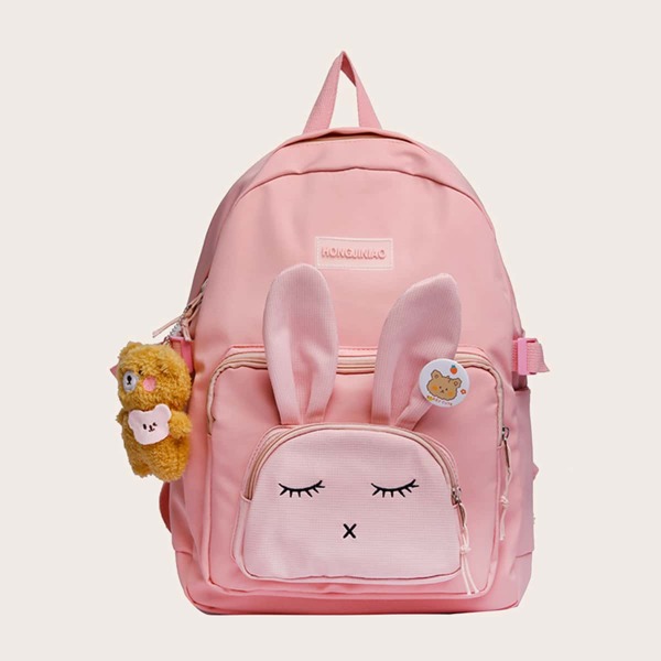 

Cartoon Graphic Functional Backpack, Pink