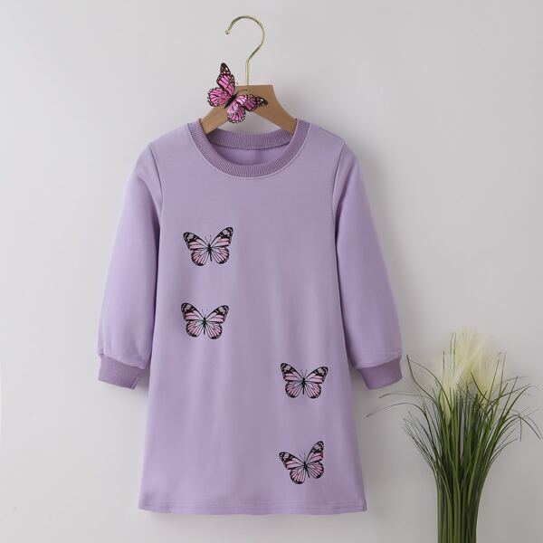 

Toddler Girls Butterfly Print Sweatshirt Dress, Lilac purple