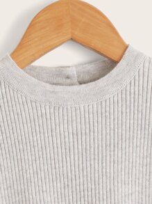 嬰兒條紋針織毛衣裙 - 灰色 - 查看 4