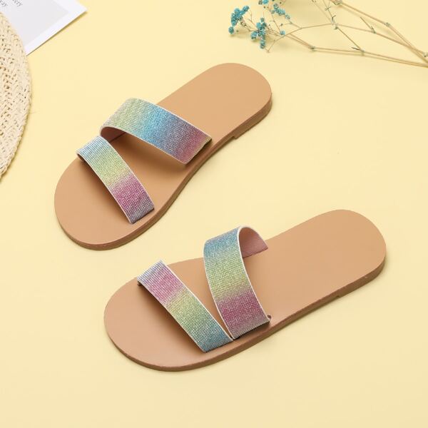 

Girls Colorblock Double Strap Slides, Multicolor
