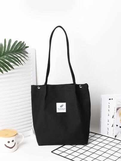 Letter Graphic Shoulder Tote Bag