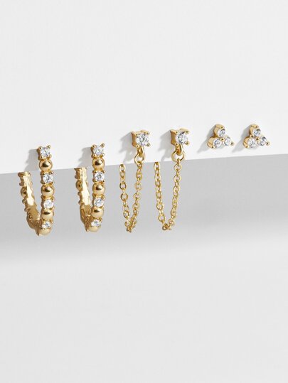 3 paires Boucles d'oreilles avec strass