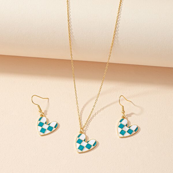 

3pcs Heart Decor Jewelry Set, Multicolor