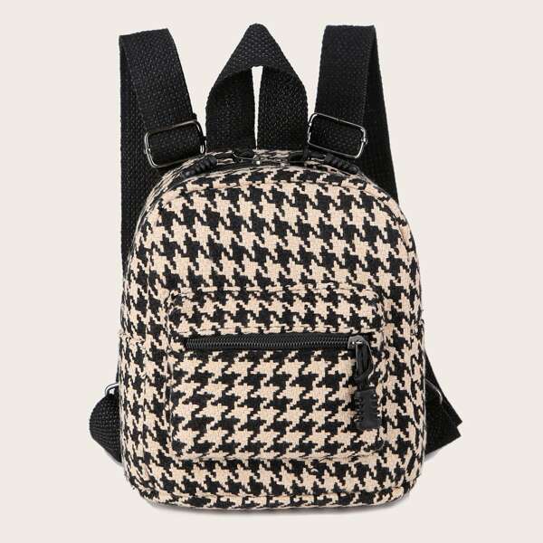 

Houndstooth Pattern Classic Backpack, Khaki