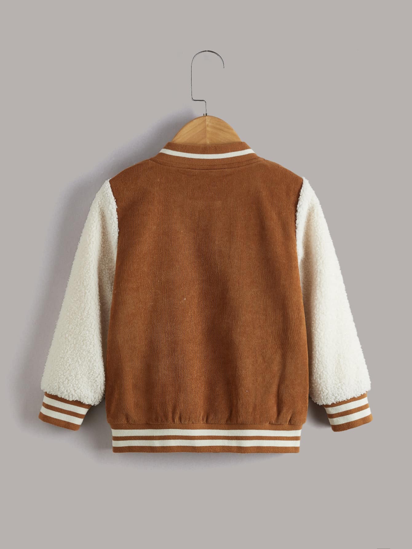 Toddler Girls Teddy Panel Button Front Varsity Jacket SHEIN USA