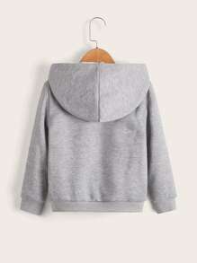 SHEIN Young Boy Pockets Detail Zip-Up Teddy Lined Hoodie - Grey - View 2