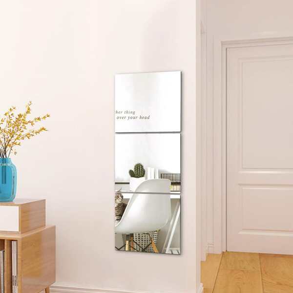 

3pcs Square Mirror Surface Wall Sticker, Silver