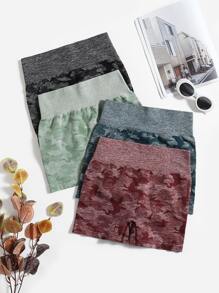 Easithlete 4入組無縫迷彩印花運動短褲,彈性短褲 - 彩色 - 查看 2