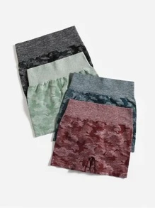 Easithlete 4入組無縫迷彩印花運動短褲,彈性短褲 - 彩色 - 查看 4