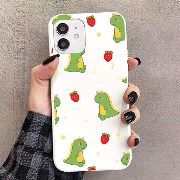 

Cartoon Dinosaur Phone Case, White
