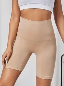 Easithlete Wideband Waist Solid Sports Cycling Shorts - Apricot - View 5