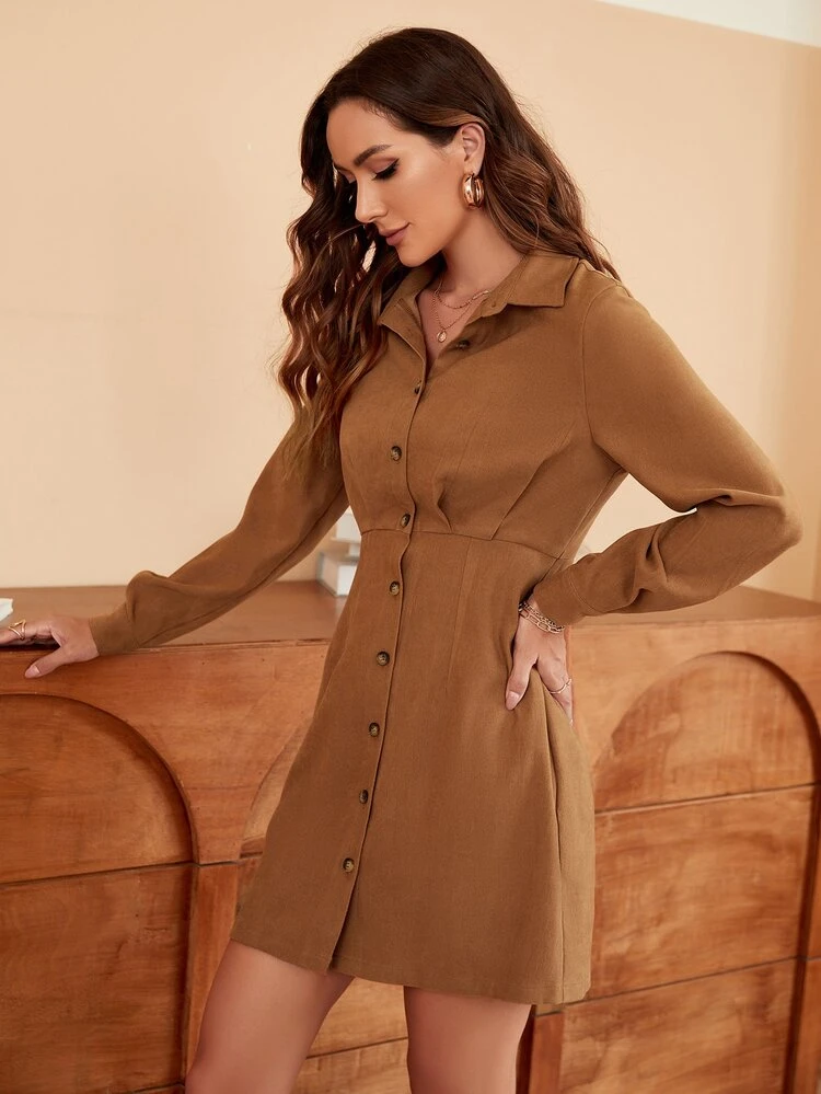Button Through Shirt Dress | SHEIN USA