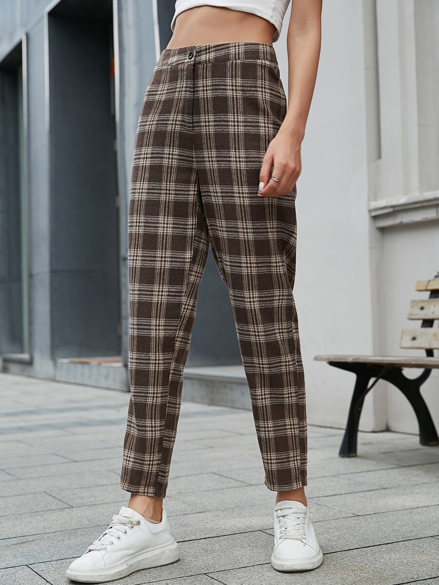 Pantalones de cuadros de talle alto