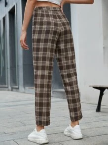 Pantalones de cuadros de talle alto