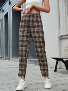 Pantalones de cuadros de talle alto