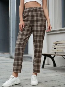 Pantalones de cuadros de talle alto