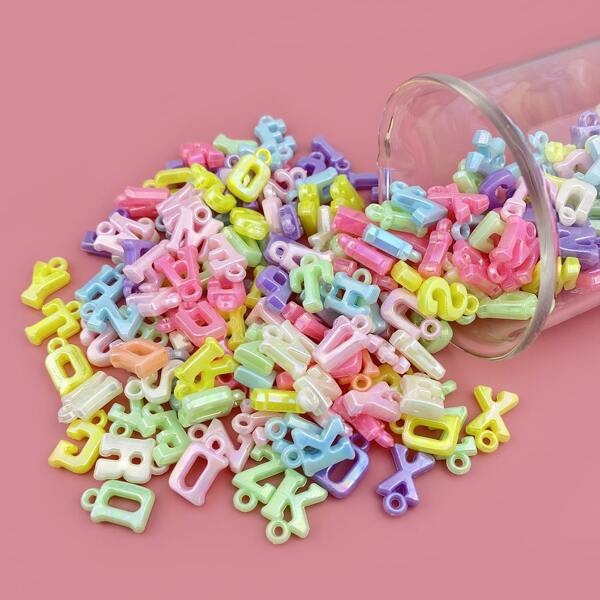 

200pcs Color Block Letter Design Pendant, Multicolor