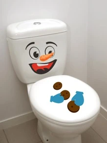 1pc Snowman Print Toilet Lid Sticker - Multicolor - View 4