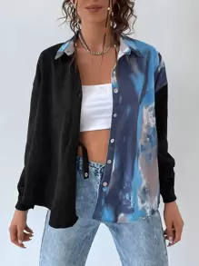 Abrigo de tie dye de hombros caídos - Multicolor - Ver 1