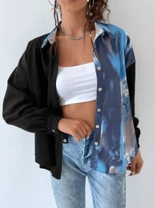 Abrigo de tie dye de hombros caídos - Multicolor - Ver 4