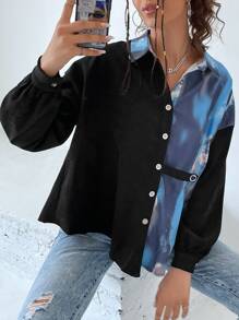 Abrigo de tie dye de hombros caídos - Multicolor - Ver 5