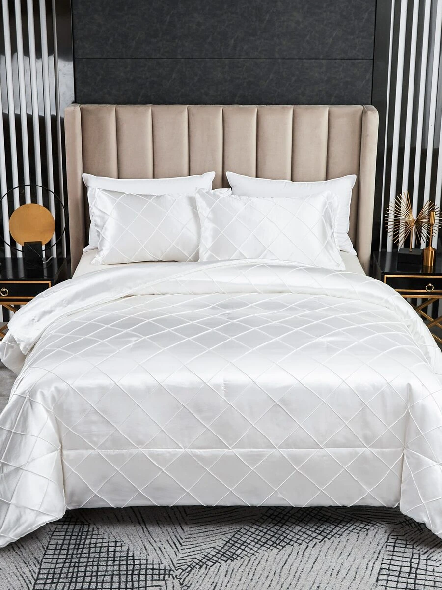 Set de colcha de edredón similar a la seda - Blanco - Ver 1