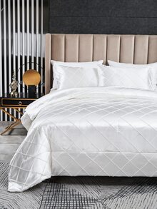 Set de colcha de edredón similar a la seda - Blanco - Ver 3