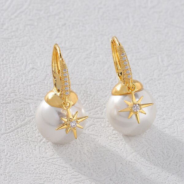 

14K Gold Plated Natural Pearl Decor Drop Earrings, Multicolor