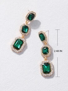 方晶鋯石裝飾耳墜 - 彩色 - 查看 2