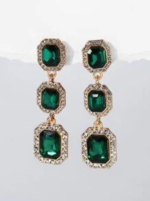 方晶鋯石裝飾耳墜 - 彩色 - 查看 3