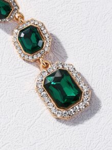 方晶鋯石裝飾耳墜 - 彩色 - 查看 4