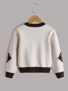 Cậu bé mới biết đi Cardigans Nút phía trước Hình học Giải trí - Màu be - Xem 2