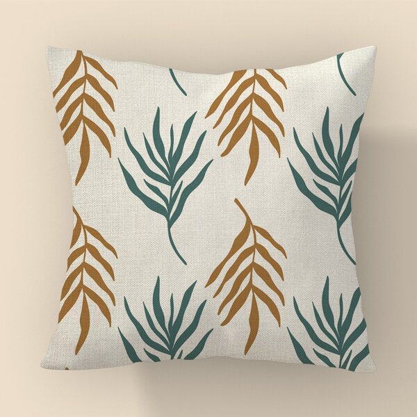 

Leaf Print Cushion Cover Without Filler, Multicolor