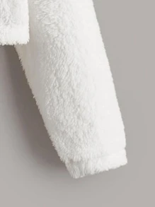 SHEIN Tween Girl Letter Embroidery Drop Shoulder Teddy Sweatshirt - White - View 3