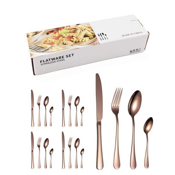 

20pcs Stainless Steel Cutlery Set, Rose gold