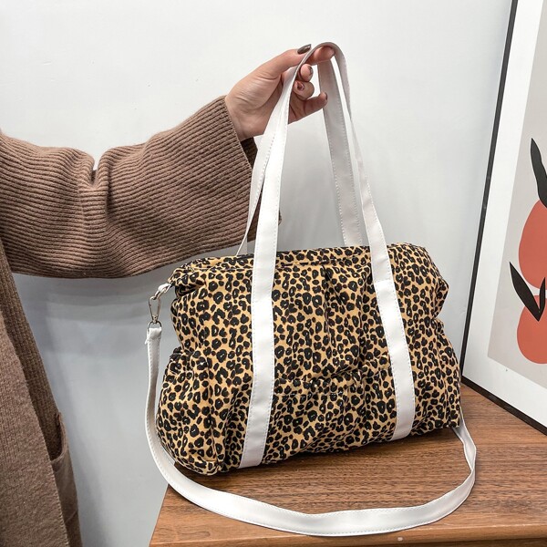 

Leopard Pattern Shoulder Tote Bag, Multicolor