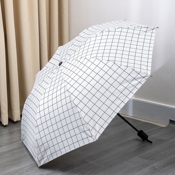 

1pc Plaid Print Umbrella, Black and white