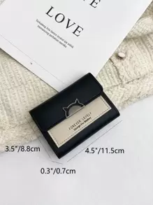 SOUTHLAND&KANGAROO 双色字母图案口袋钱包 小号 ID 窗口双折女士钱包 迷你轻便现金便携简约时尚现代商务周年纪念情人节生日礼物礼物情侣女士女孩女士礼物礼品袋礼物学校用品教师礼物返校女士钱包钱包小钱包可爱钱包 - 黑與白 - 查看 3