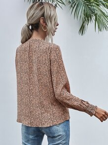 SHEIN LUNE Camisa con botón con estampado de lunares - Albaricoque - Ver 2