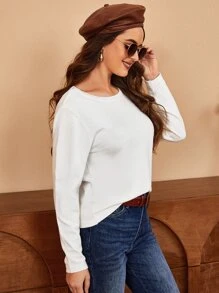 SHEIN Frenchy Low Back Lace Trim Jumper - White - View 4