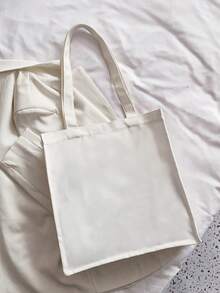 Letter Graphic Canvas Shopper Bag