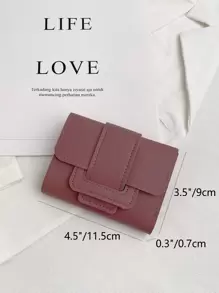 简约口袋钱包小号三折超薄女士钱包便携现金白领女性大学工作商务通勤办公室周年纪念情侣生日礼物情人节礼物女士钱包钱包小钱包 - 藕粉色 - 查看 2