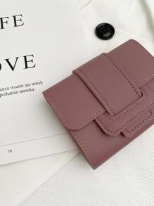 简约口袋钱包小号三折超薄女士钱包便携现金白领女性大学工作商务通勤办公室周年纪念情侣生日礼物情人节礼物女士钱包钱包小钱包 - 藕粉色 - 查看 4