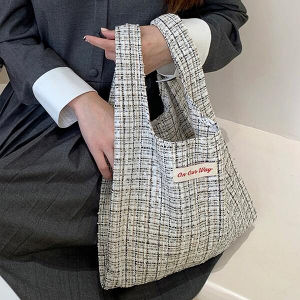 

Plaid Pattern Shopper Bag, Multicolor