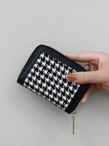 Monedero cuadrado de pata de gallo