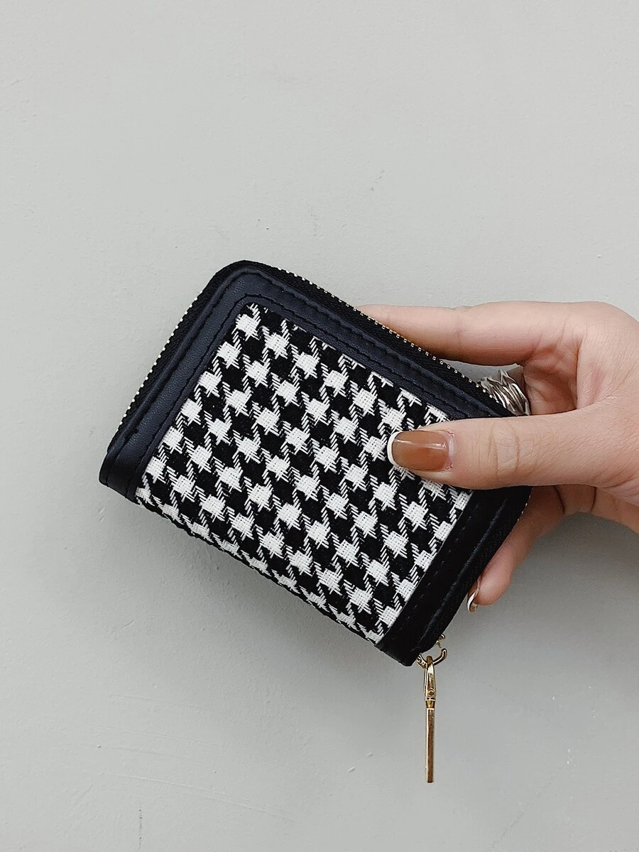 Monedero cuadrado de pata de gallo