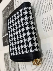 Monedero cuadrado de pata de gallo