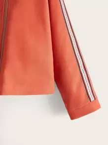 SHEIN Girls Contrast Striped Tape Jacket